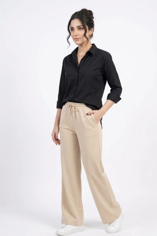 Black Button Down Full Sleeve Shirt For Women