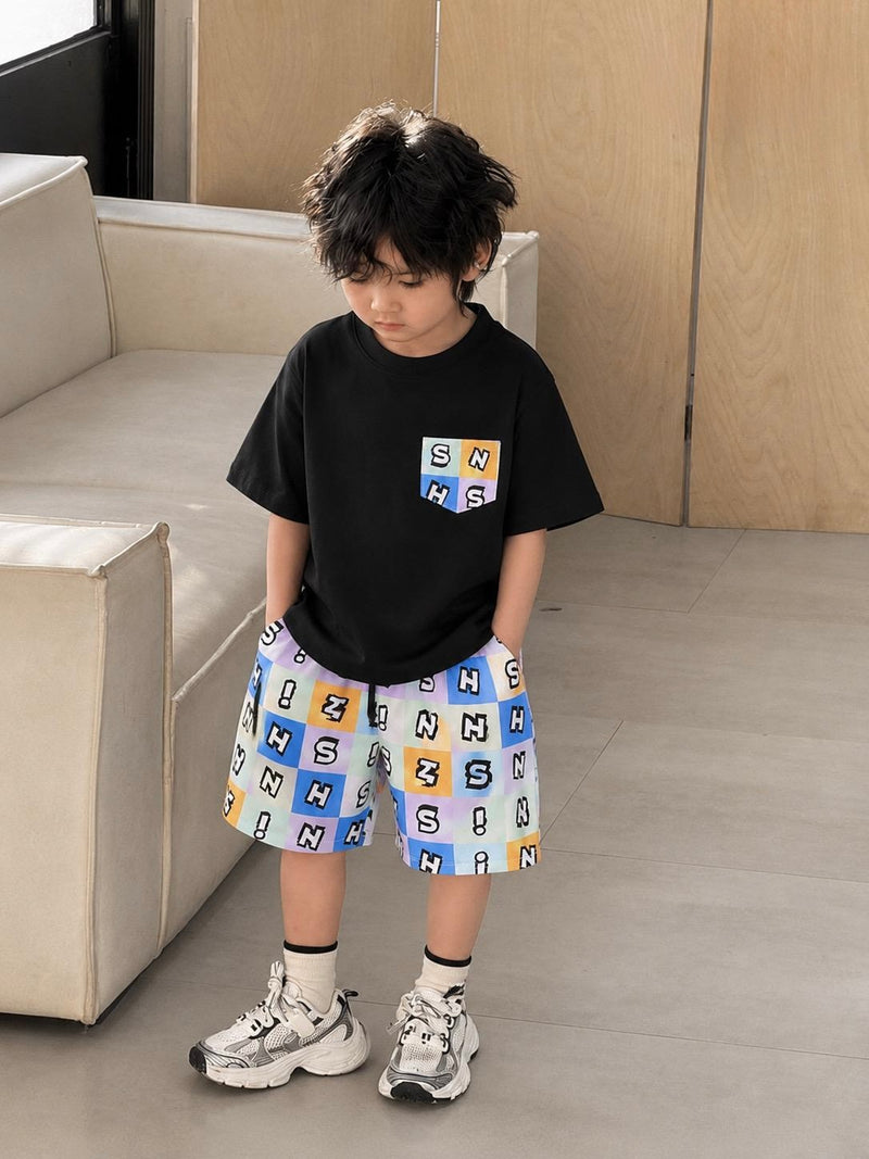 Black Stylish Alphabet Tracksuit For Kids