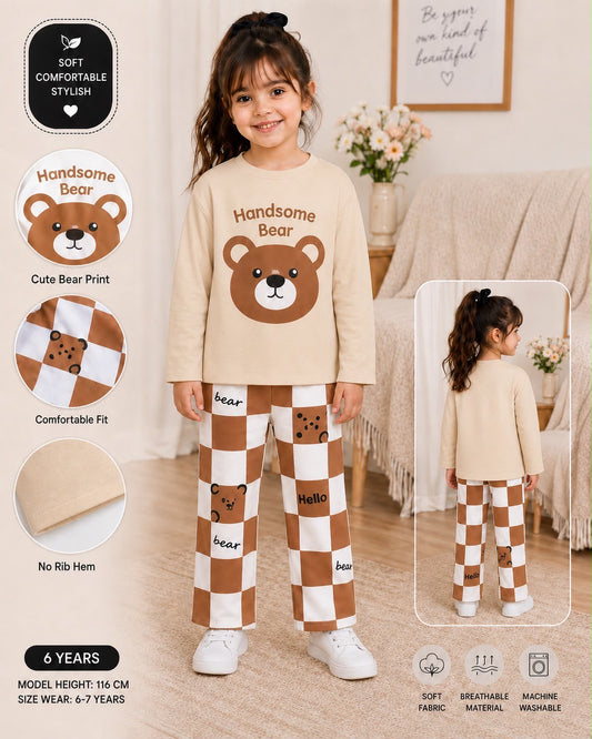 Beige Teddy Bear Tracksuit For Kids