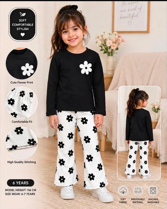 Black Flower Tracksuit For Kids