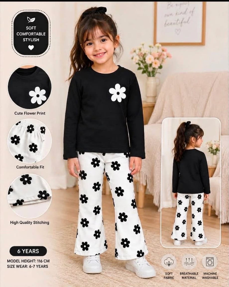 Black Flower Tracksuit For Kids