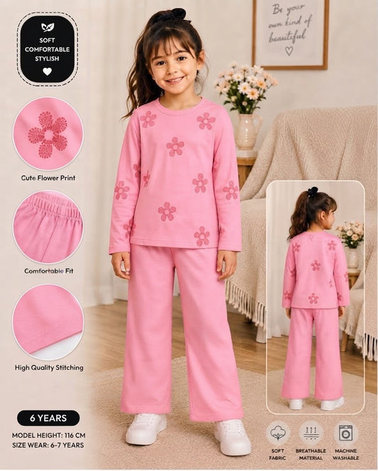 Pink Flower Tracksuit For Kids