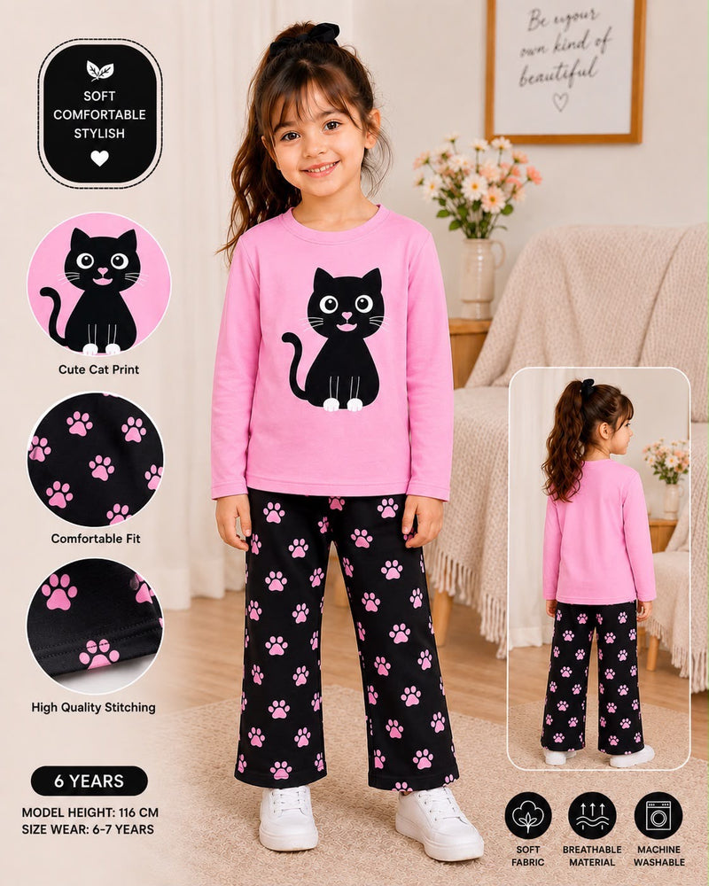 Pink Cat Tracksuit For Kids