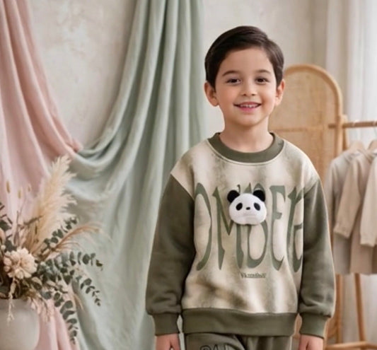 Green Panda Winter Tracksuit For Kids