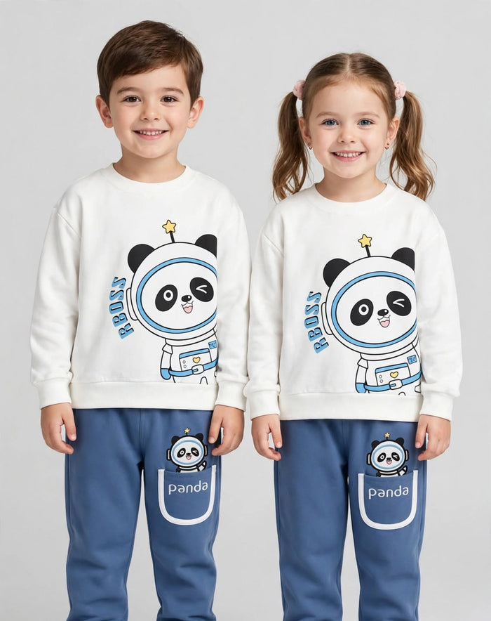 White Panda Winter Tracksuit For Kids